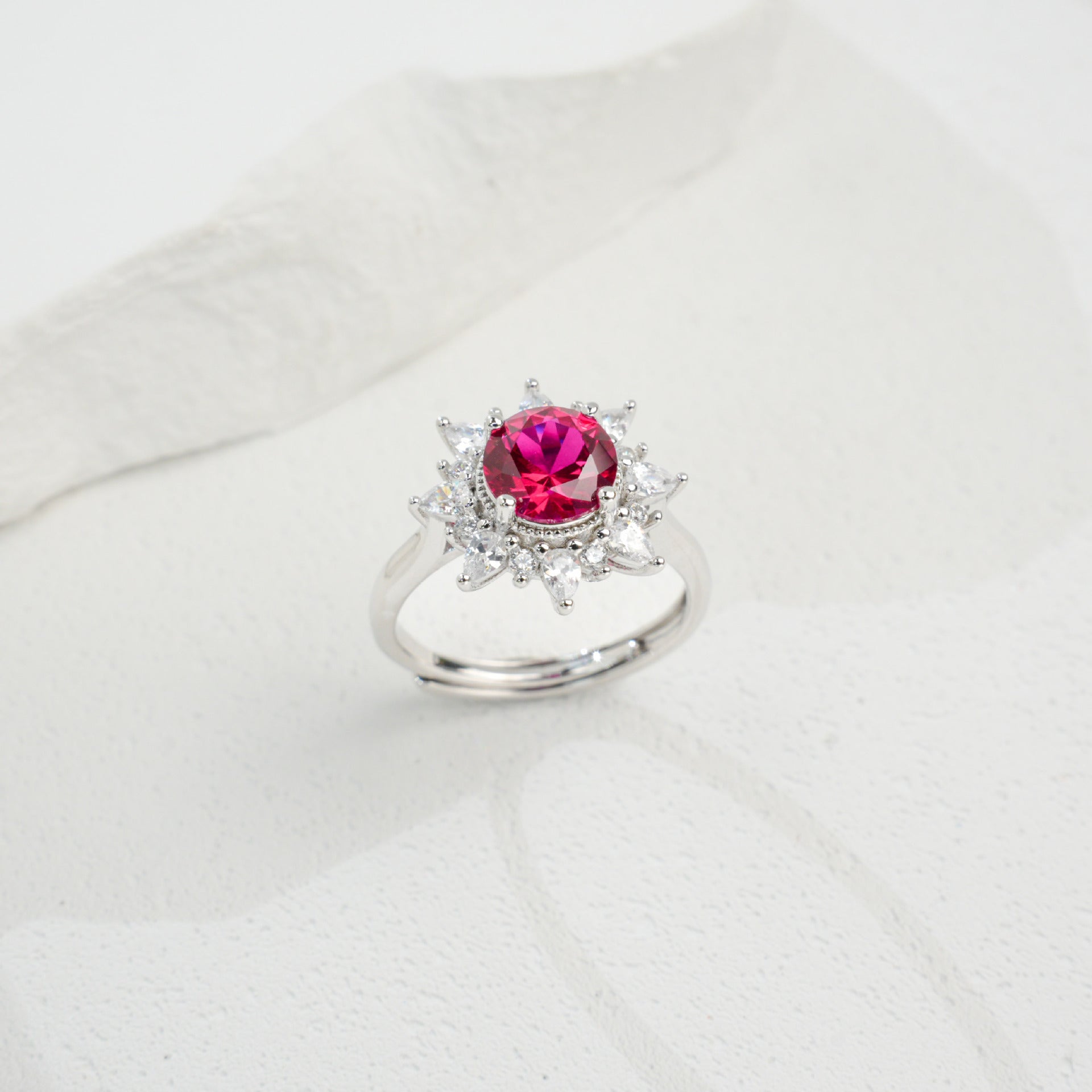 S925 Sterling Silver Lab Ruby Ring, Versatile Women's - Photo 2