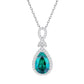 S925 Sterling Silver Lab Emerald Teardrop Halo Pendant Choker, Premium Elegant - Photo 5