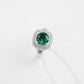 S925 Sterling Silver Lab Emerald Ring Double-Layer Full Diamond Halo Adjustable, Gift - Photo 2