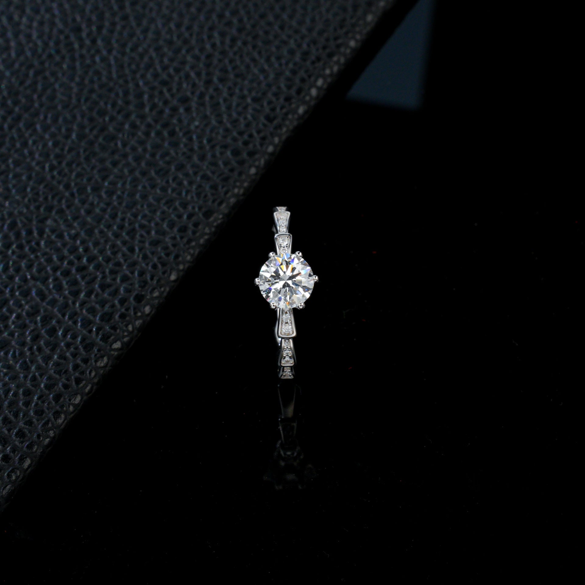 S925 Silver 6-Claw Centre Step-Layered Stone Ring, Ring Engagement - Photo 3