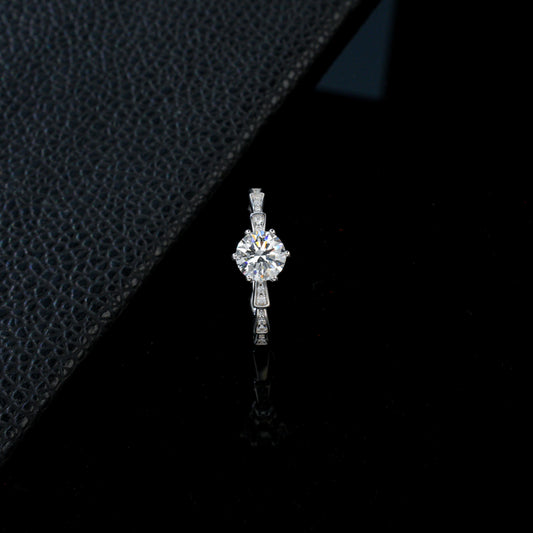 S925 Silver 6-Claw Centre Step-Layered Stone Ring, Ring Engagement - Photo 3