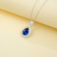 S925 Sterling Silver Lab Sapphire Teardrop Halo, Versatile Women's Choker - Photo 3