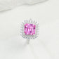 925 Sterling Silver Lab Padparadscha Ring, Unique Trendy - Photo 2