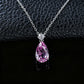 S925 Silver Pear Teardrop Lab Pink Diamond Necklace, Small Diamond Simple - Photo 4