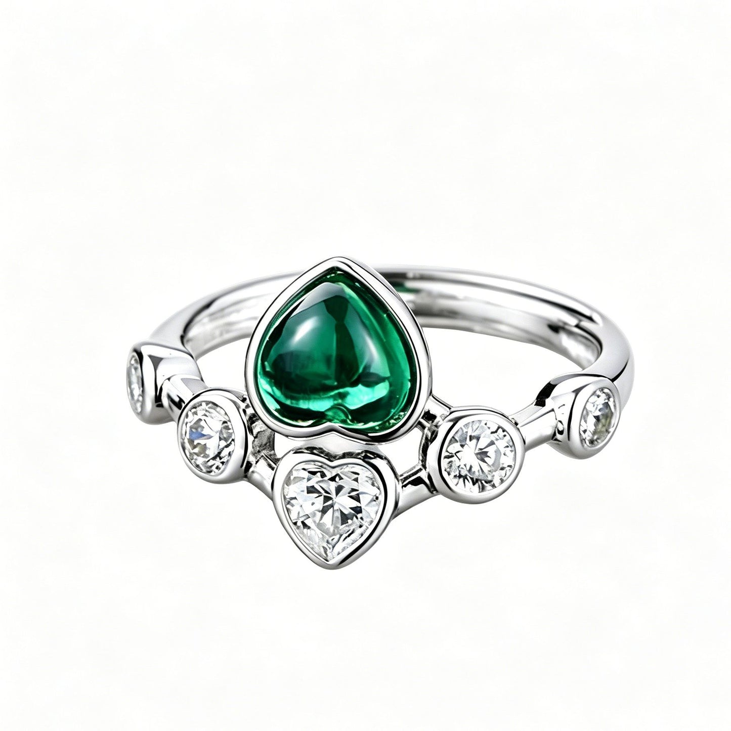 S925 Sterling Silver Lab Emerald Ring, Premium Design - Photo 5