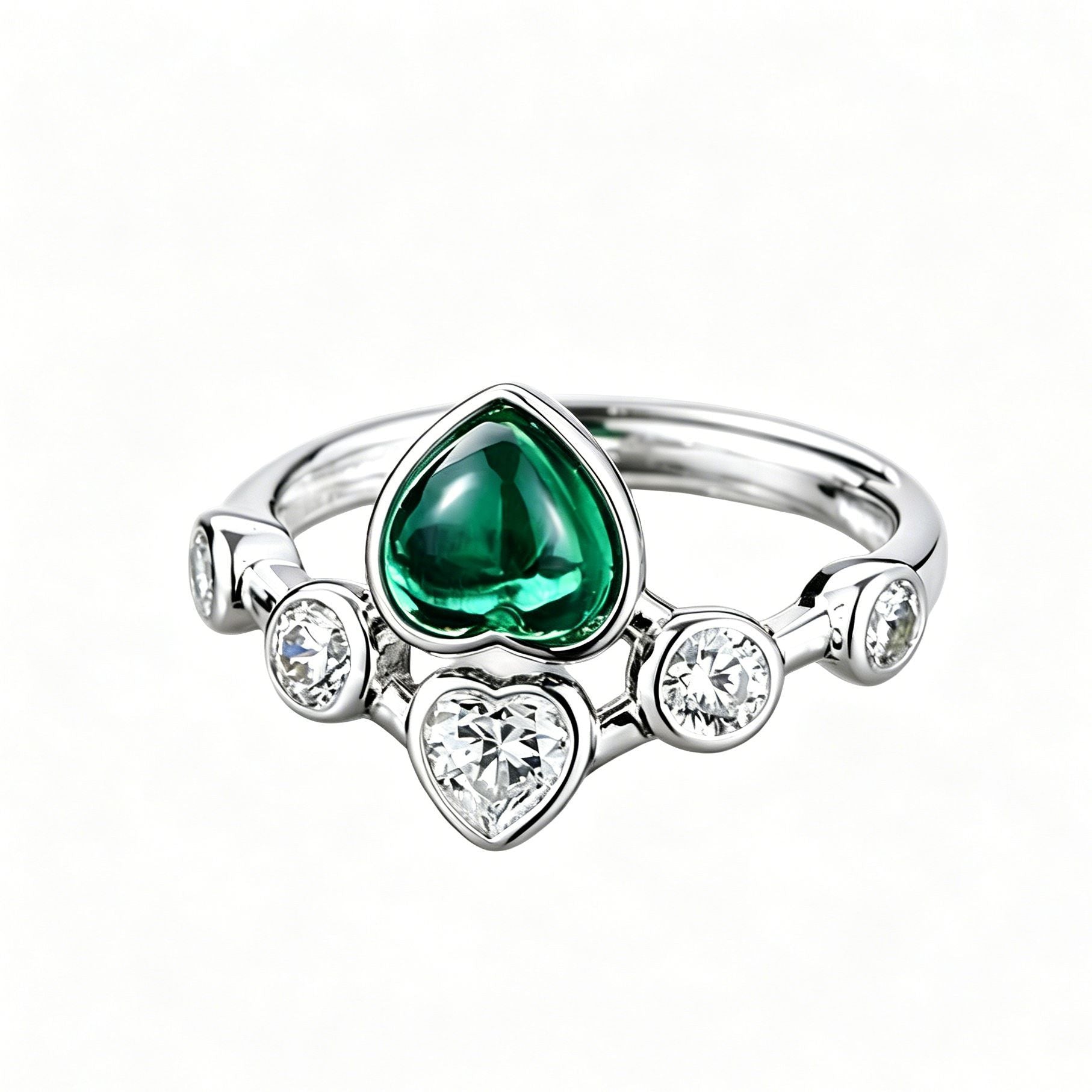 S925 Sterling Silver Lab Emerald Ring, Premium Design - Photo 5