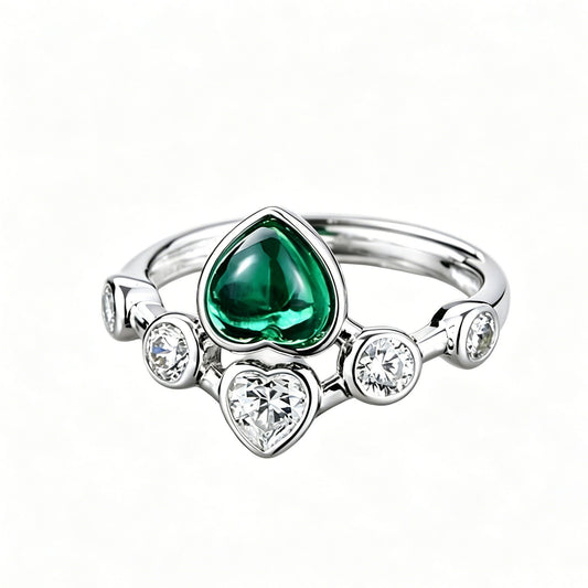 S925 Sterling Silver Lab Emerald Ring, Premium Design - Photo 5