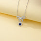 925 Sterling Silver Lab Sapphire Bowknot Cushion Pave Choker Necklace, Premium - Photo 3