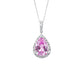 S925 Silver Pear Teardrop Lab Pink Gemstone Halo Necklace, Evening Pendant Birthday - Photo 5