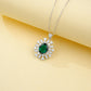 S925 Sterling Silver Lab Emerald Necklace with Diamonds, Premium Choker for Women - Photo 2