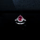 Teardrop Lab Ruby Ring 925 Silver Diamond Design, Premium Proposal Engagement - Photo 2