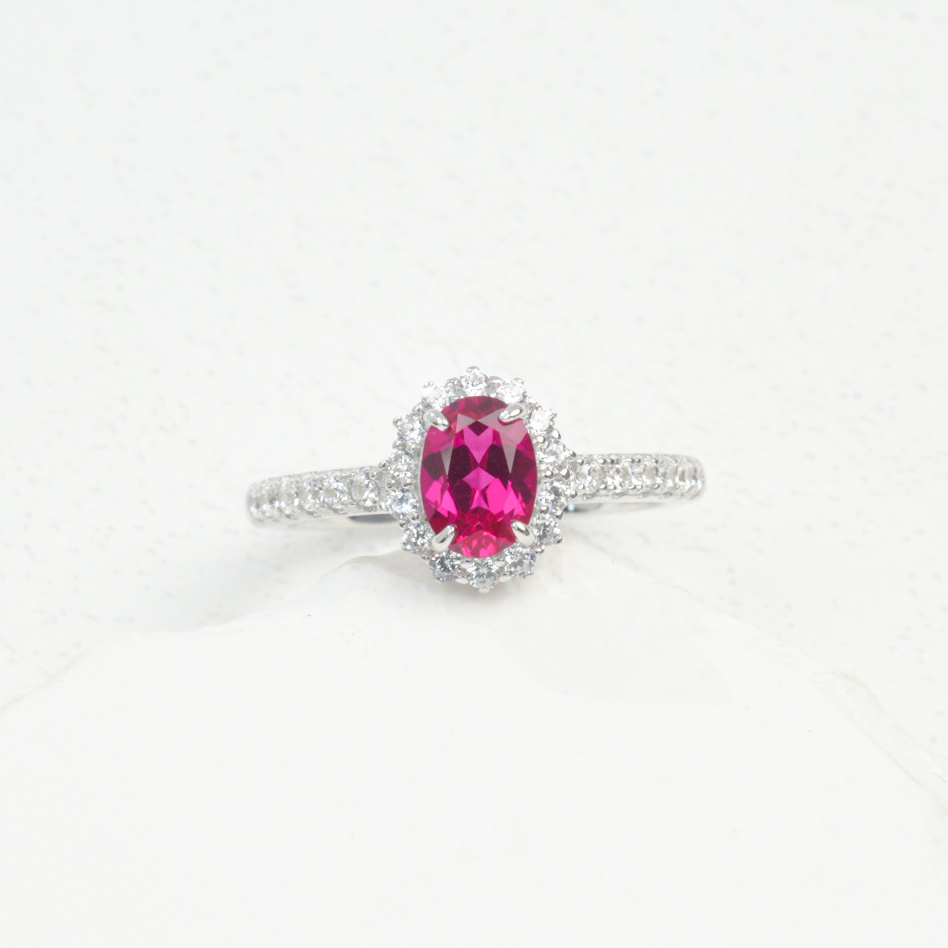 925 Sterling Silver Lab Ruby Ring for Women, Versatile - Photo 6