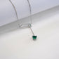 S925 Sterling Silver Lab Emerald Paperclip Pendant Choker Necklace, Minimalist Gift - Photo 3