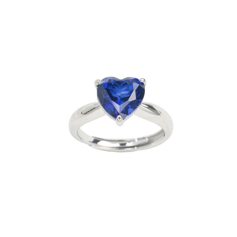 925 Sterling Silver Lab Gemstone Heart Three-Prong Ring, Minimalist Versatile Premium - Photo 6