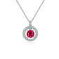 S925 Sterling Silver Lab Ruby Necklace, Design Vintage Round - Photo 1