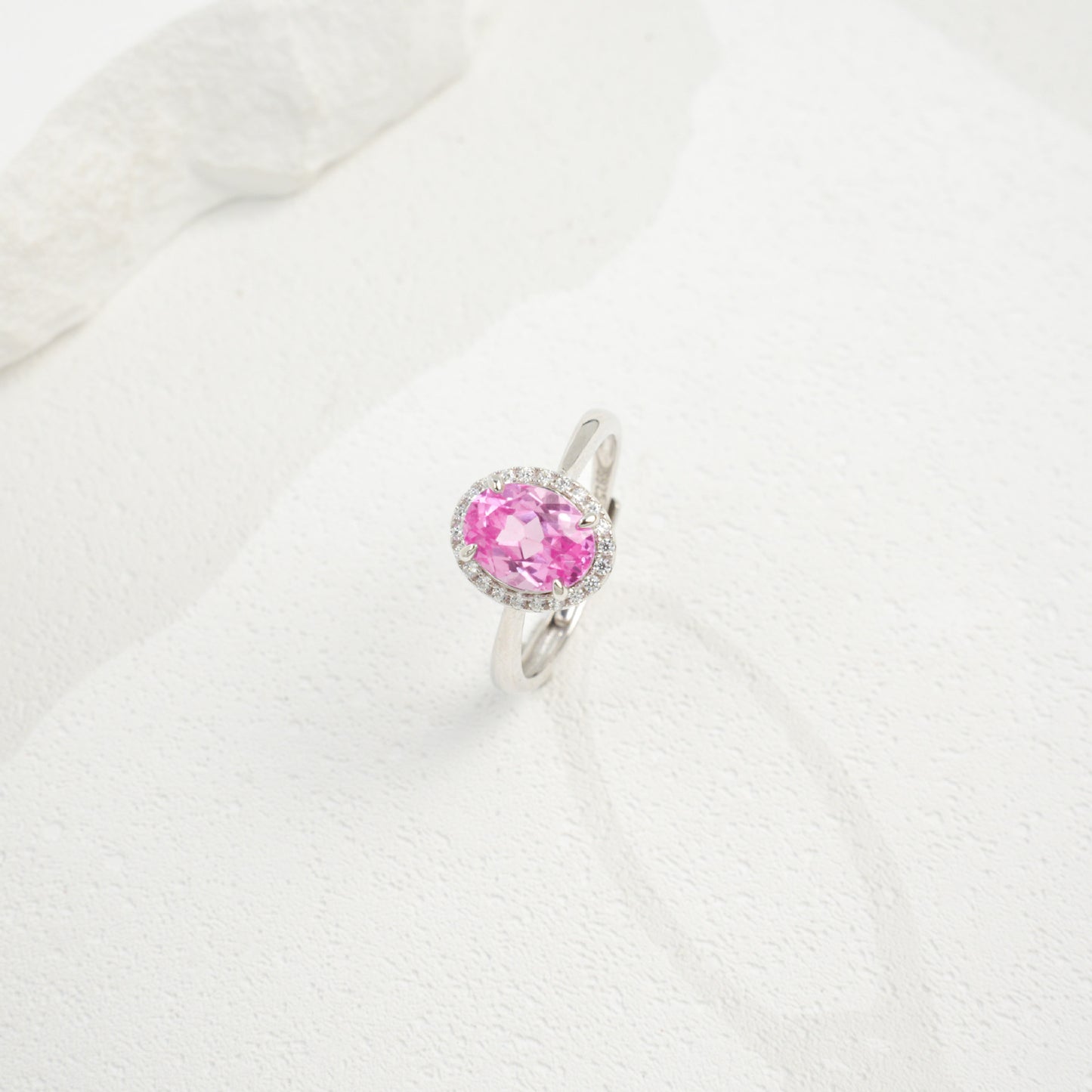 S925 Sterling Silver Lab Padparadscha Ring for Women, Versatile Designer - Photo 5