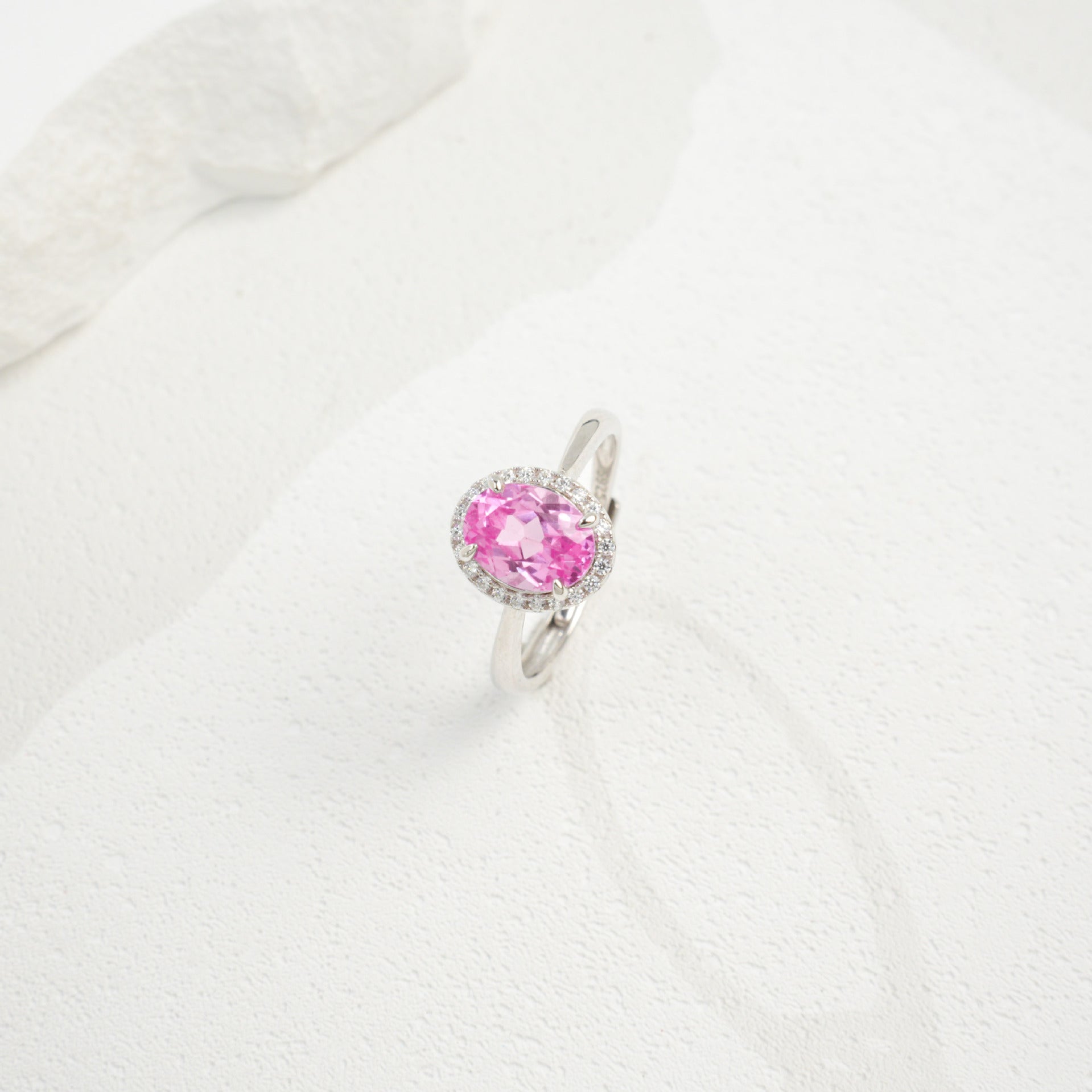 S925 Sterling Silver Lab Padparadscha Ring for Women, Versatile Designer - Photo 5