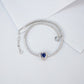 S925 Sterling Silver Lab Sapphire Heart Adjustable Bracelet for Women, Designer - Photo 2