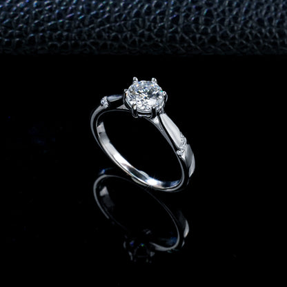 S925 Silver 6-Claw Stone Ring, Simple Proposal Wedding - Photo 6