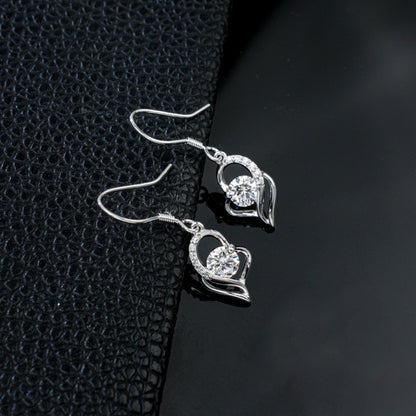 S925 Sterling Silver Lab Heart Earrings, Versatile Simple Elegant - Photo 6