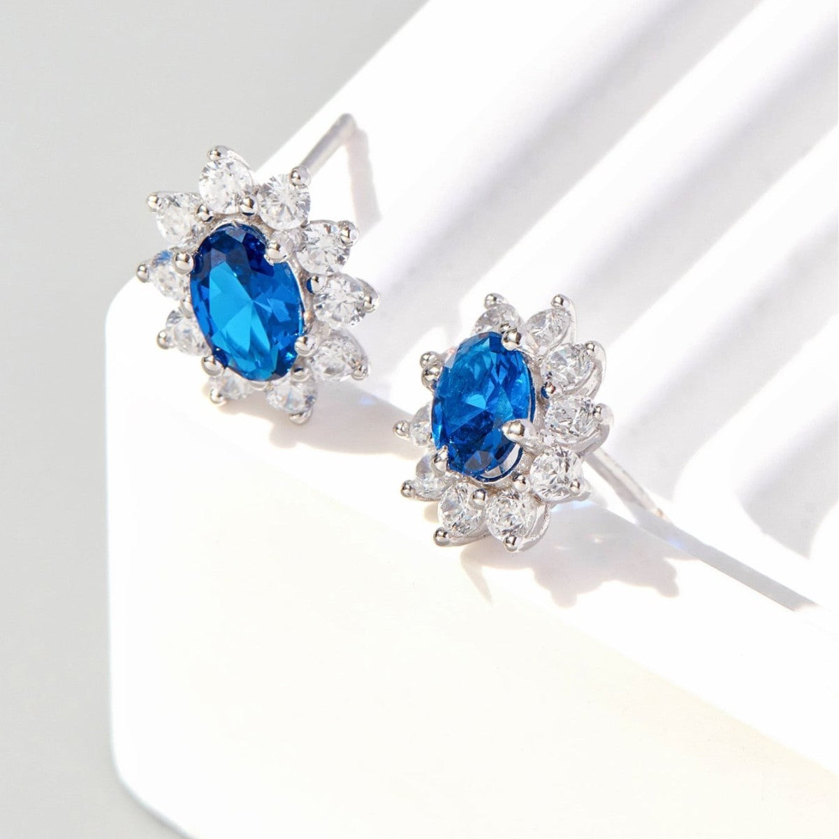 Sterling Silver Lab Sapphire Earrings, E-Commerce Design Premium - Photo 5