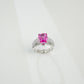 925 Sterling Silver Lab Padparadscha Double-Pave-Arm Ring, Premium Versatile - Photo 2