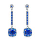 S925 Sterling Silver coloured Gemstone Sugarloaf Long Drop Earrings, Cushion Pave Premium - Photo 5
