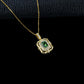 Vintage 925 Silver Step-Cut Emerald Full Diamond Halo Necklace, Evening Gift - Photo 3