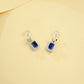 925 Sterling Silver Lab Sapphire Geometric Earrings & Necklace, Vintage Minimalist - Photo 4