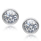 S925 Silver Lab Diamond Bubble Bezel Round Stud Earrings, Simple Natural Versatile - Photo 5