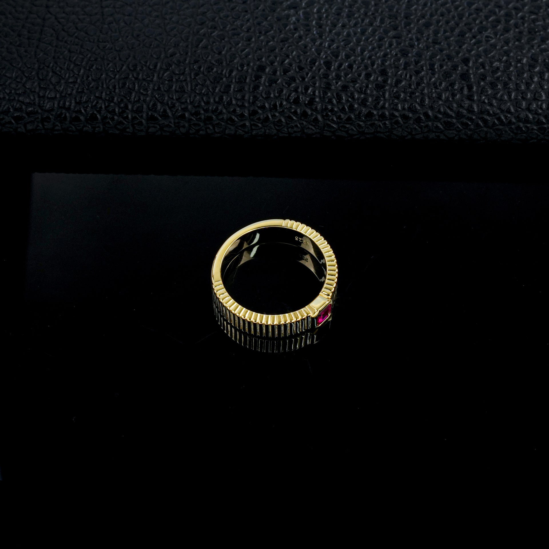 S925 Silver Lab Ruby Vertical Gear Ring, Cushion Ring Anniversary - Photo 3