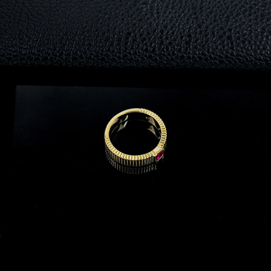 S925 Silver Lab Ruby Vertical Gear Ring, Cushion Ring Anniversary - Photo 3