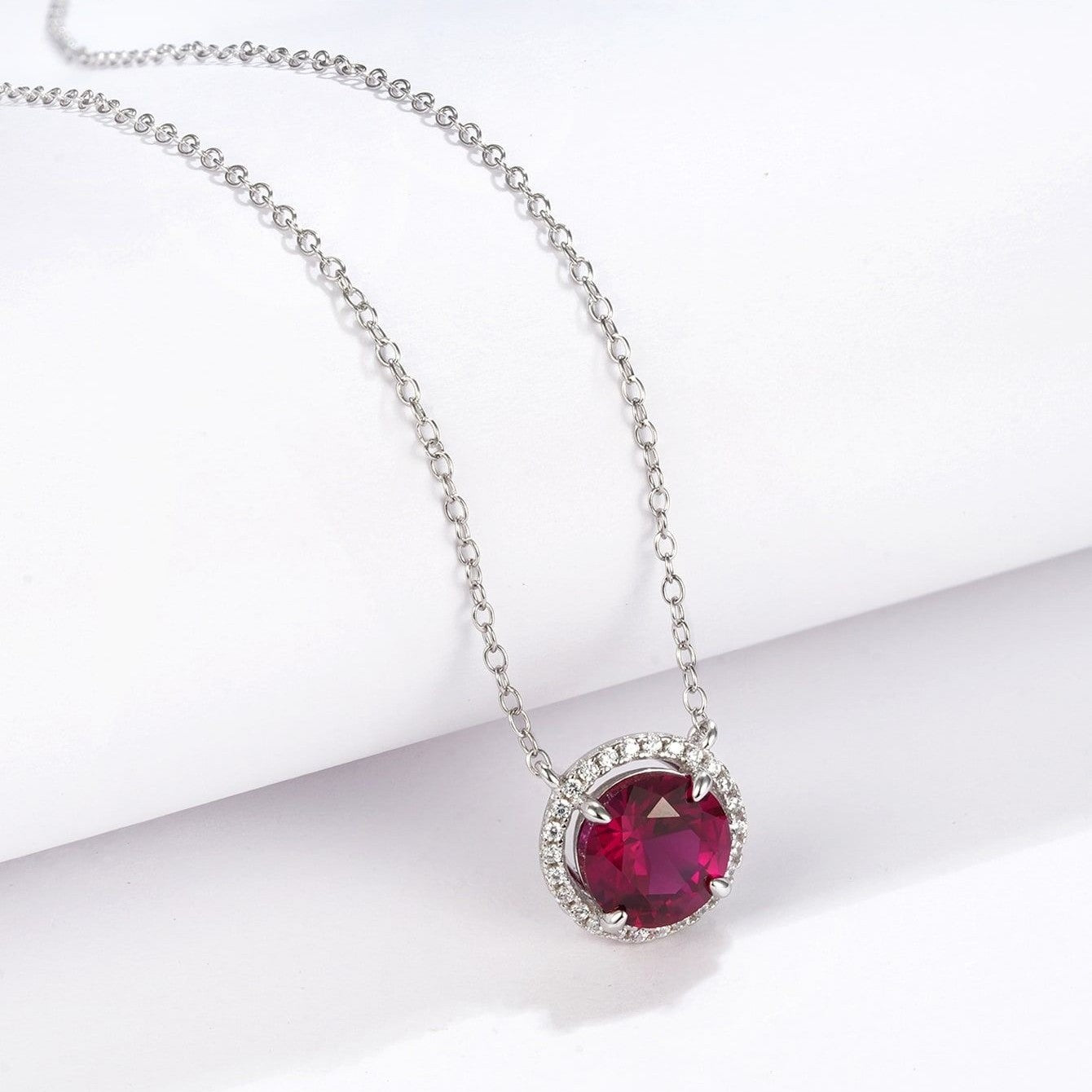 S925 Silver Necklace Pigeon Blood Ruby Pendant Diamond Chain, Premium Versatile - Photo 3