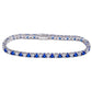 S925 Sterling Silver Lab Sapphire Pave Adjustable Tennis Bracelet, for Women - Photo 5