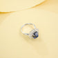 S925 Sterling Silver Lab Sapphire Sugar-Loaf Adjustable Ring, Designer - Photo 4