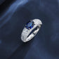 Lab Sapphire Ring S925 Sterling Silver Full Diamond - Photo 3
