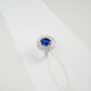 Lab Sapphire 925 Silver Ring Oval Centre, Luxurious Premium Vintage - Photo 4