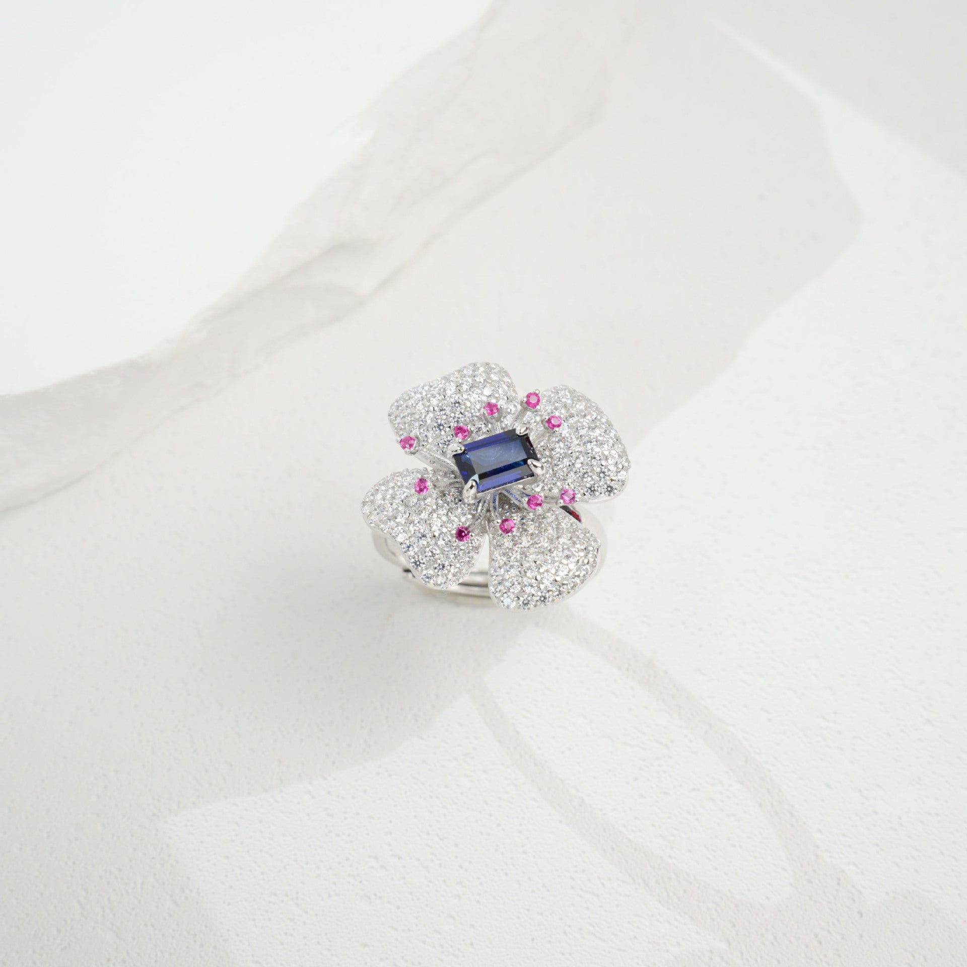 S925 Sterling Silver Lab Sapphire Ring, Versatile Gift for Mother - Photo 3