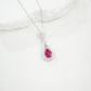 S925 Sterling Silver Lab Ruby Teardrop Necklace for Women, French - Photo 4