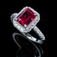 S925 Sterling Silver Lab Ruby Wedding Ring, Premium Vintage - Photo 1