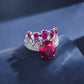 S925 Sterling Silver Lab Ruby Ring, Versatile Premium Design - Photo 2