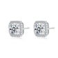 S925 Silver Sugarloaf Halo Sparkling Stone Stud Earrings, Square Cushion Earrings - Photo 5