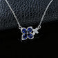 S925 Silver Lab Sapphire Four-Petal Flower Butterfly Necklace, Gemstone Versatile - Photo 2