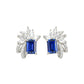 925 Sterling Silver Lab Sapphire Wing & Leaf Halo Earrings, Emerald-Cut - Photo 5