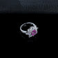 S925 Sterling Silver Lab Padparadscha Pink Sapphire Ring, Vintage Premium for Women - Photo 4