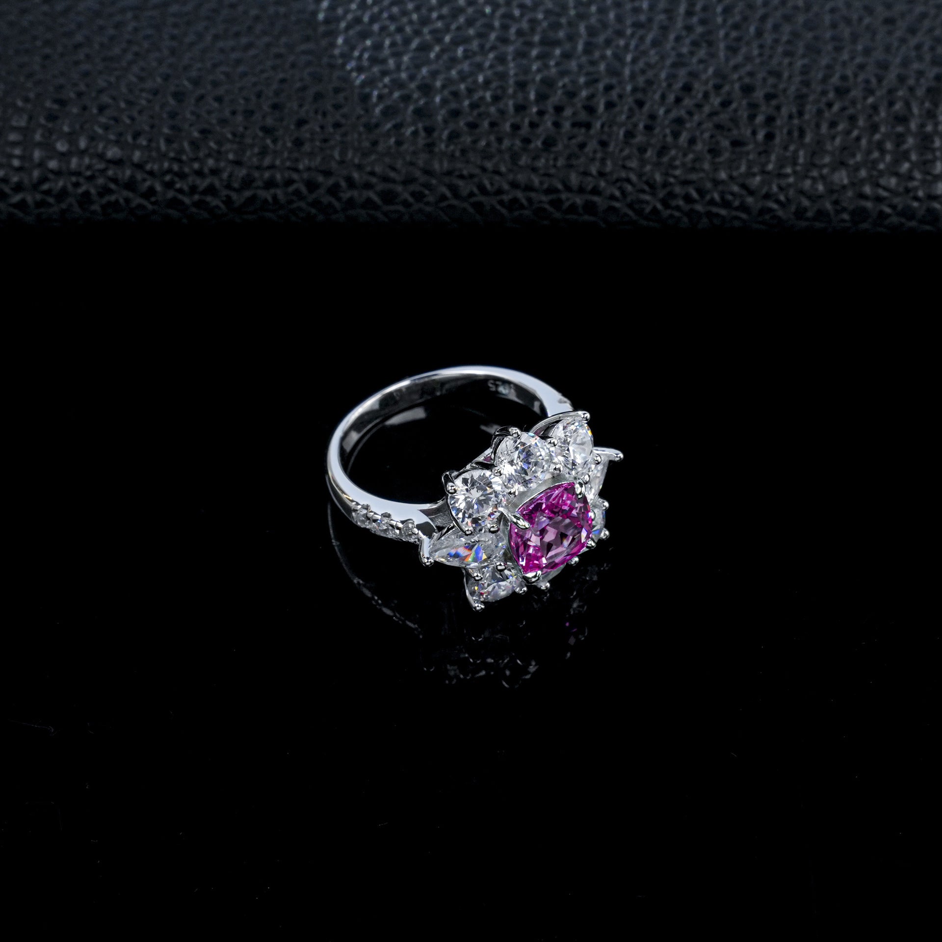 S925 Sterling Silver Lab Padparadscha Pink Sapphire Ring, Vintage Premium for Women - Photo 4