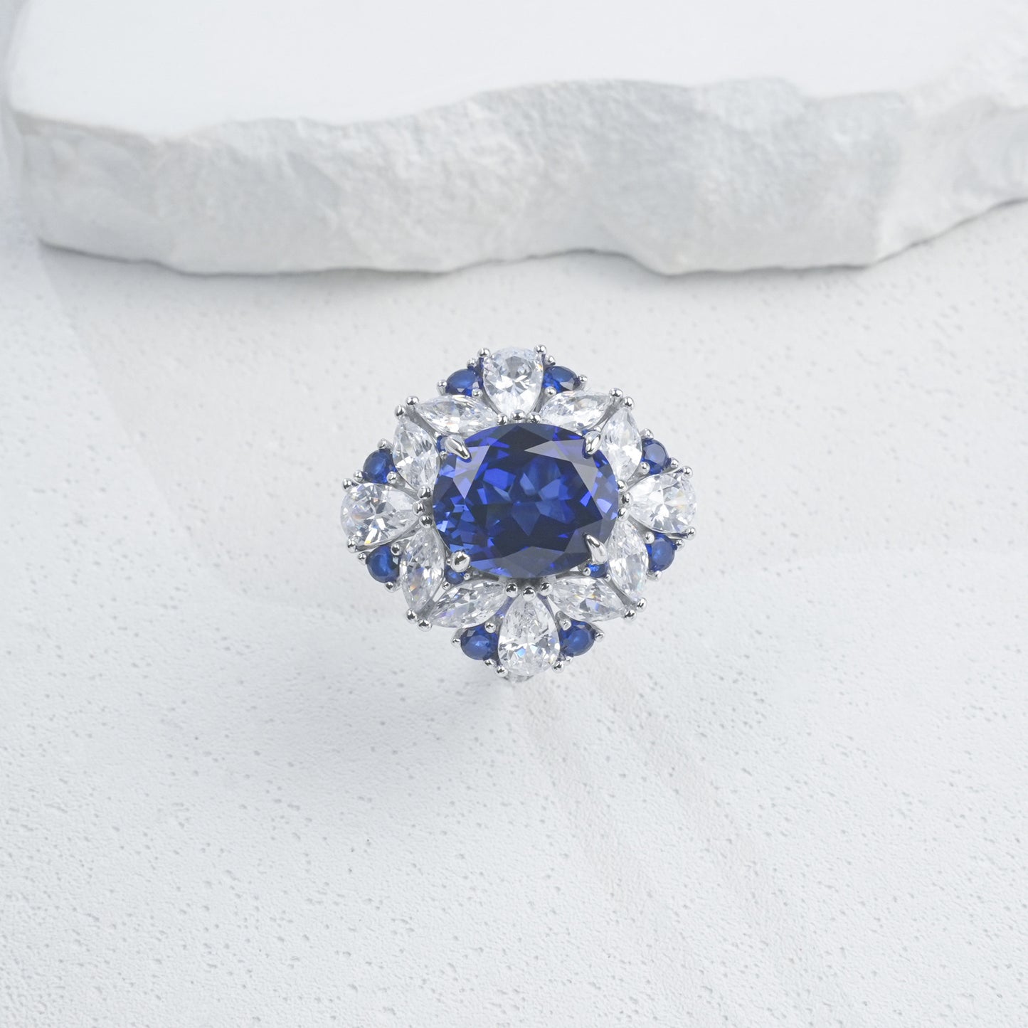 S925 Sterling Silver coloured Gemstone Design Ring, Minimalist Simple - Photo 5