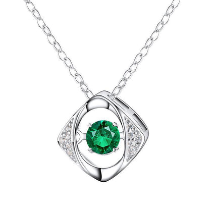 925 Sterling Silver Lab Emerald 'Beating Heart' Pendant Necklace, Birthday Gift for Girlfriend - Photo 5