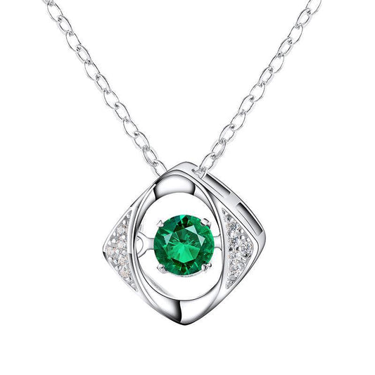 925 Sterling Silver Lab Emerald 'Beating Heart' Pendant Necklace, Birthday Gift for Girlfriend - Photo 5