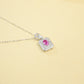 925 Sterling Silver Lab Paraiba Necklace, Vintage Rectangular for Women - Photo 4